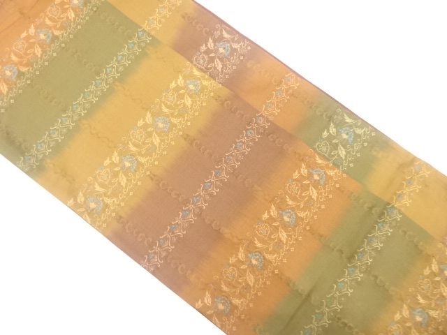 JAPANESE FUKURO OBI / WOVEN FLOWER ARABESQUE